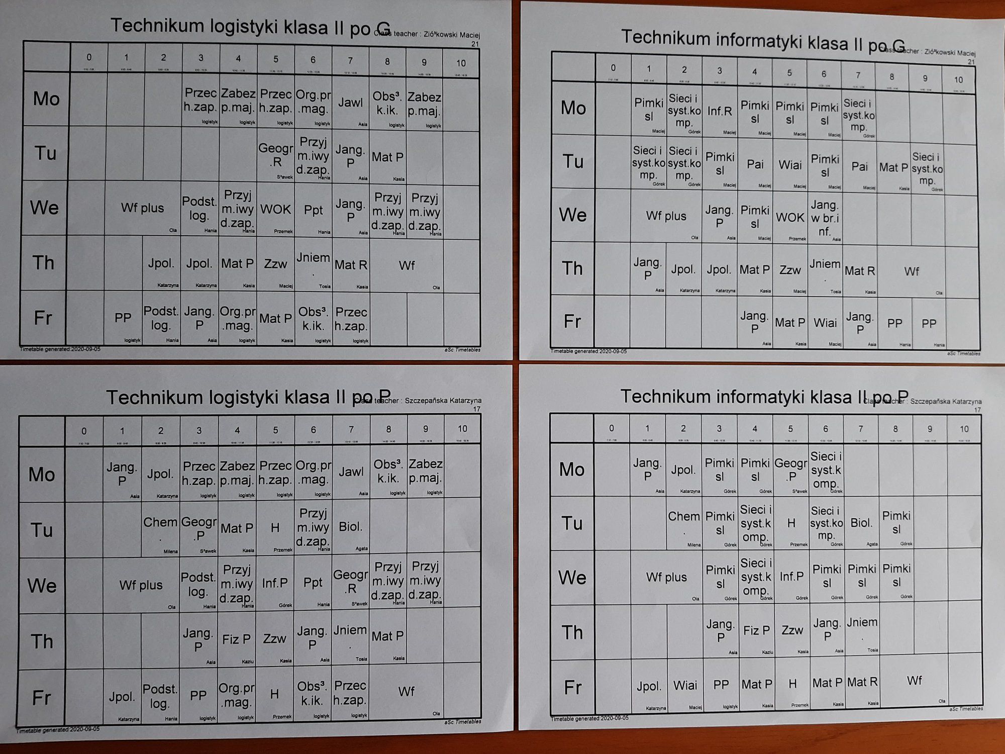 Plan lekcji (od 7.09.2020) (zdjęcie 2)
