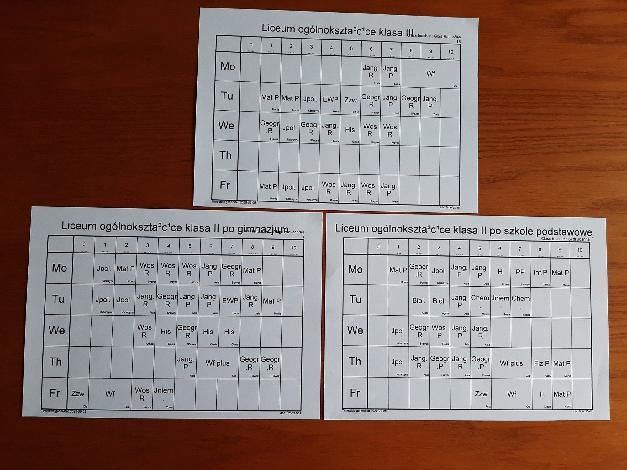 Plan lekcji (od 7.09.2020) (zdjęcie 3)