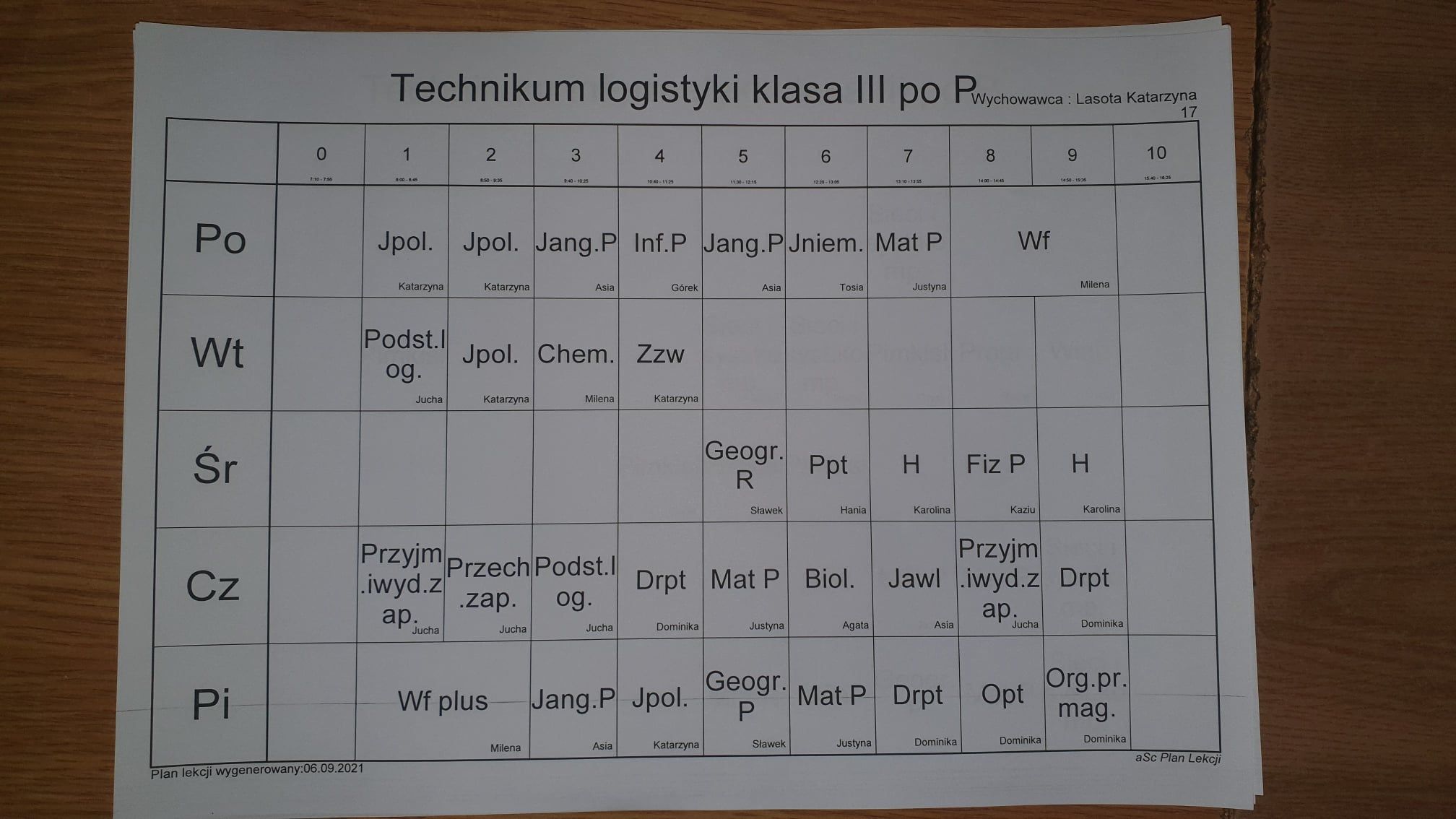 Plan zajęć (AKTUALIZACJA 07.09.2021) (zdjęcie 3)