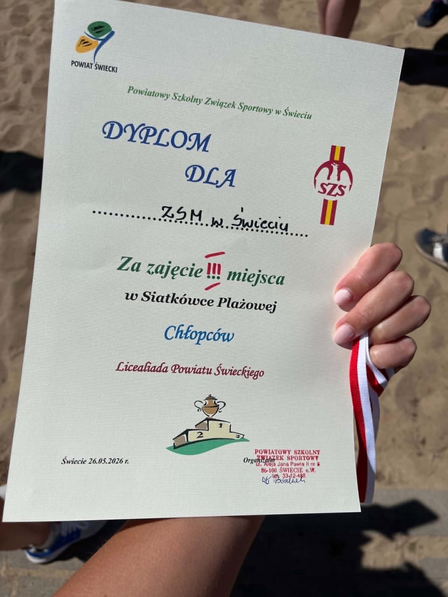 W dniu 21.05 odbyły się eliminacje szkolne do turnieju piłki plażowej w dniu 26.05 Panowie zajęli 3 miejsce…